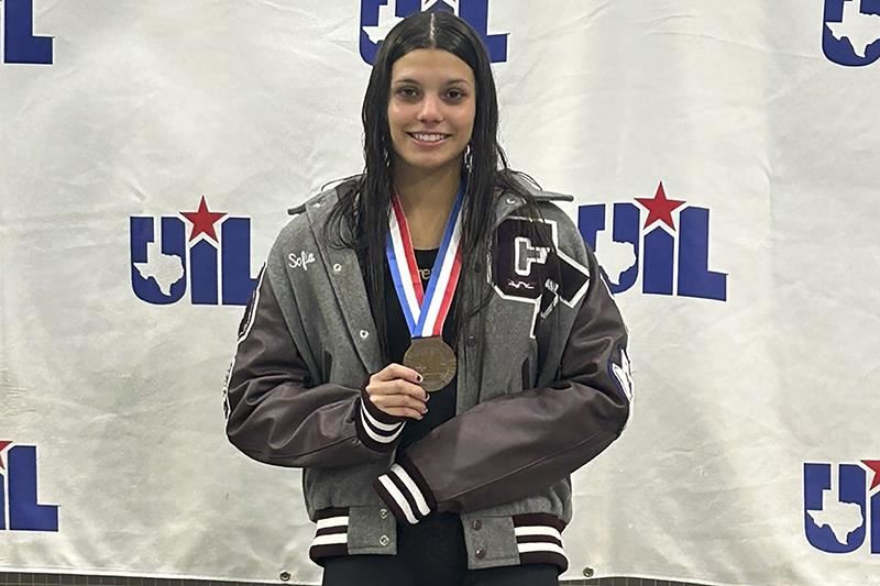 Cy-Fair High School sophomore Sofia Luper placed third overall in the 100-yard freestyle.